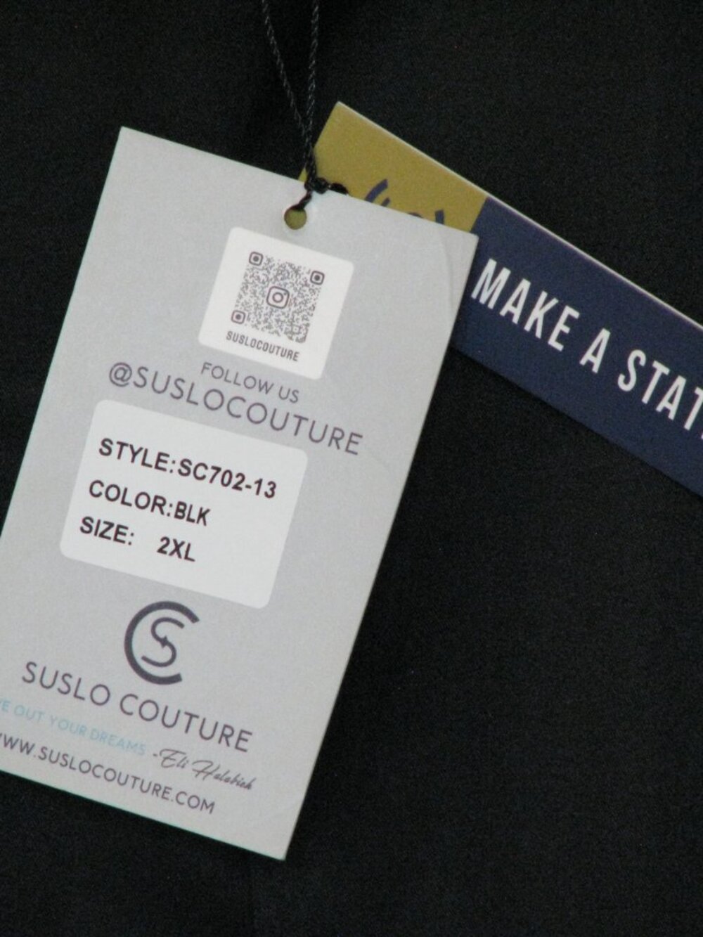 Suslo Couture Limited Edition Comfort Stretch Wrinkle Free Black Dress Shirt 2XL - Picture 3 of 9
